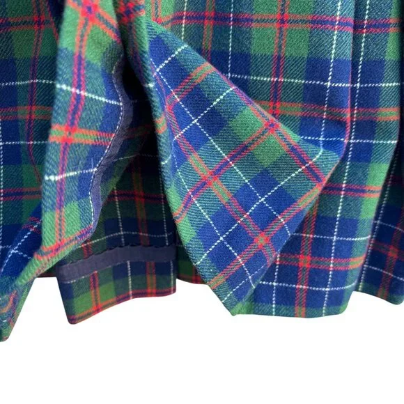 Pendleton Vintage Wool Green Blue Tartan Plaid Pleated Cheerleader Mini Skirt S - Picture 6 of 8